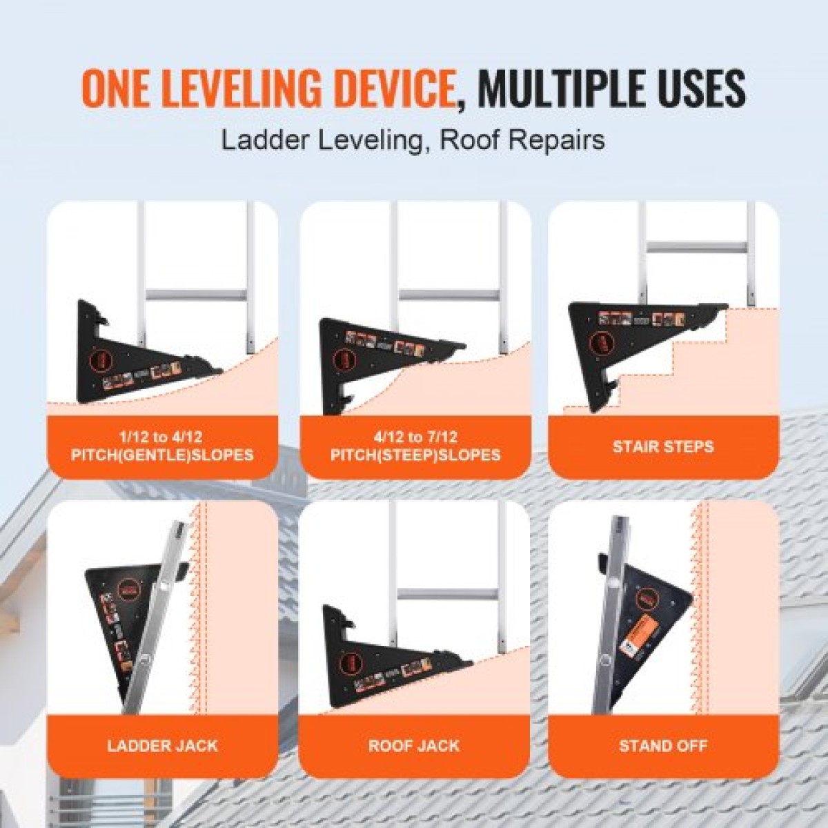 VEVOR Ladder Levler 172,4 kg Εργαλείο ισοπέδωσης φορτίου PP με αποθήκευση για ανώμαλο έδαφος