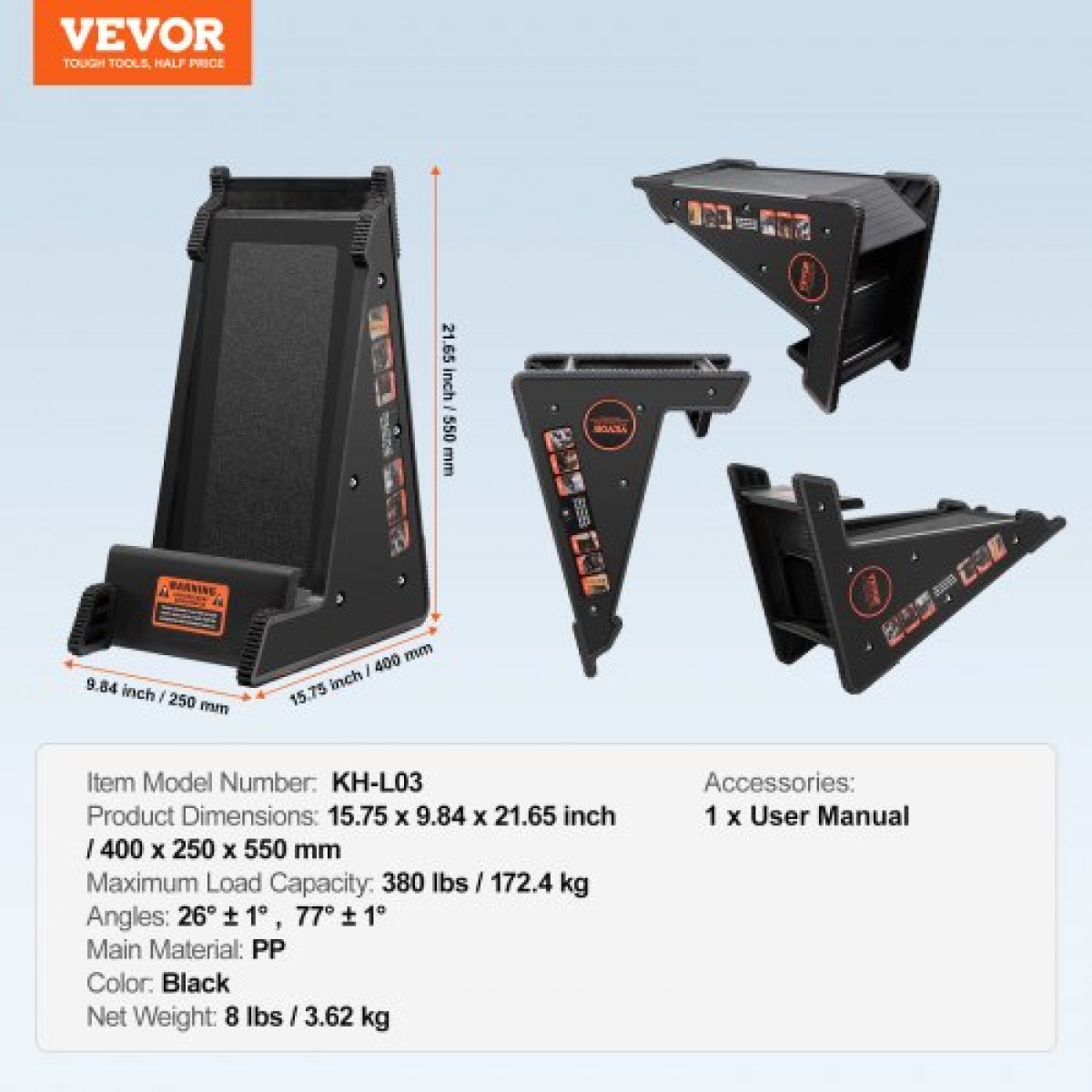 VEVOR Ladder Levler 172,4 kg Εργαλείο ισοπέδωσης φορτίου PP με αποθήκευση για ανώμαλο έδαφος
