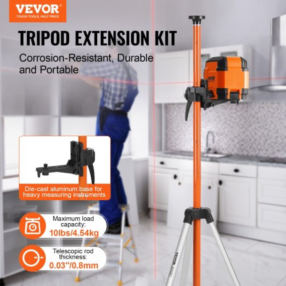 VEVOR Laser Level Tripod 10,2 cm-20 & 20,3 cm-11 Thread 1040-3400 mm Height Adjust
