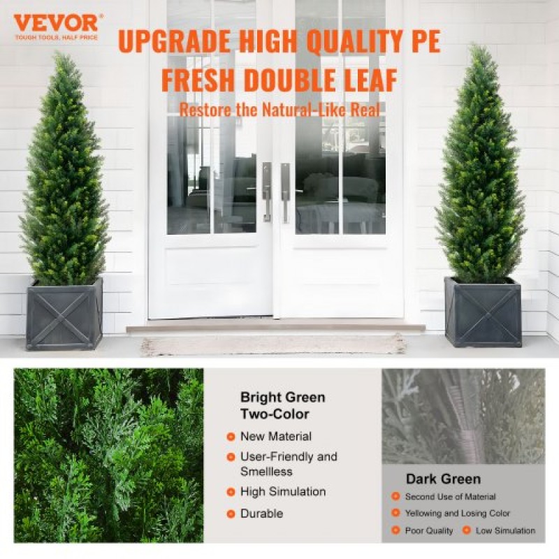 VEVOR 2 Pack 152,4 cm Artificial Cedar Topiary Tree Faux Plant UV Decor In/Outdoor