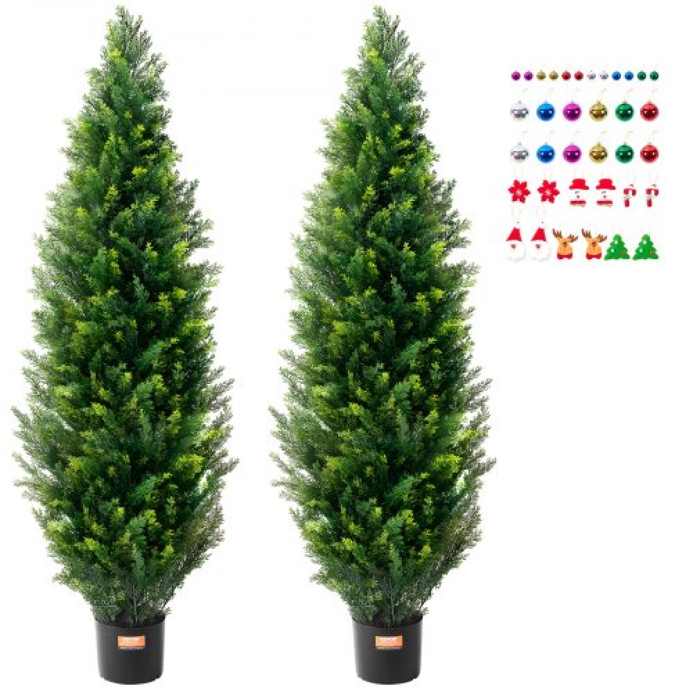 VEVOR 2 Pack 152,4 cm Artificial Cedar Topiary Tree Faux Plant UV Decor In/Outdoor