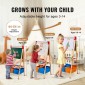 VEVOR Art Easel for Kids, 3 σε 1 Ξύλινο Παιδικό καλλιτεχνικό καβαλέτο διπλής όψεως με μαγνητικό πίνακα, μαυροπίνακα, ρολό χαρτιού, ρυθμιζόμενο όρθιο πίνακα σχεδίασης με αξεσουάρ ζωγραφικής, αποθήκευση για αγόρι κορίτσι