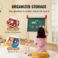 VEVOR Art Easel for Kids, 3 σε 1 Ξύλινο Παιδικό καλλιτεχνικό καβαλέτο διπλής όψεως με μαγνητικό πίνακα, μαυροπίνακα, ρολό χαρτιού, ρυθμιζόμενο όρθιο πίνακα σχεδίασης με αξεσουάρ ζωγραφικής, αποθήκευση για αγόρι κορίτσι