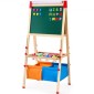 VEVOR Art Easel for Kids, 3 σε 1 Ξύλινο Παιδικό καλλιτεχνικό καβαλέτο διπλής όψεως με μαγνητικό πίνακα, μαυροπίνακα, ρολό χαρτιού, ρυθμιζόμενο όρθιο πίνακα σχεδίασης με αξεσουάρ ζωγραφικής, αποθήκευση για αγόρι κορίτσι