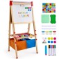 VEVOR Art Easel for Kids, 3 σε 1 Ξύλινο Παιδικό καλλιτεχνικό καβαλέτο διπλής όψεως με μαγνητικό πίνακα, μαυροπίνακα, ρολό χαρτιού, ρυθμιζόμενο όρθιο πίνακα σχεδίασης με αξεσουάρ ζωγραφικής, αποθήκευση για αγόρι κορίτσι