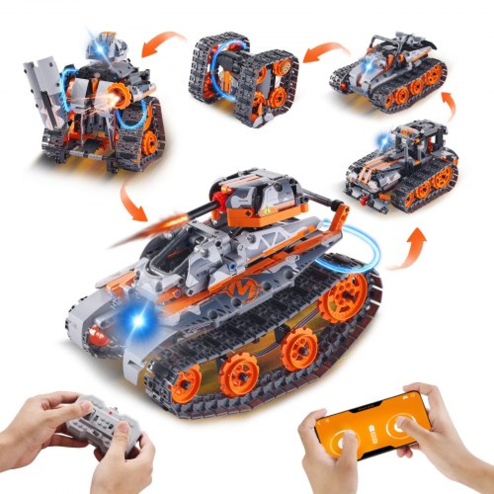 VEVOR STEM Building Toys for Kids, 5-in-1 554 PCS, Remote control Building Kits Car Remote & APP Controlled Car/Robot/Tank/Rubik's Cube/Snowplow, RC STEM Robots Building Set for boys girls 6+