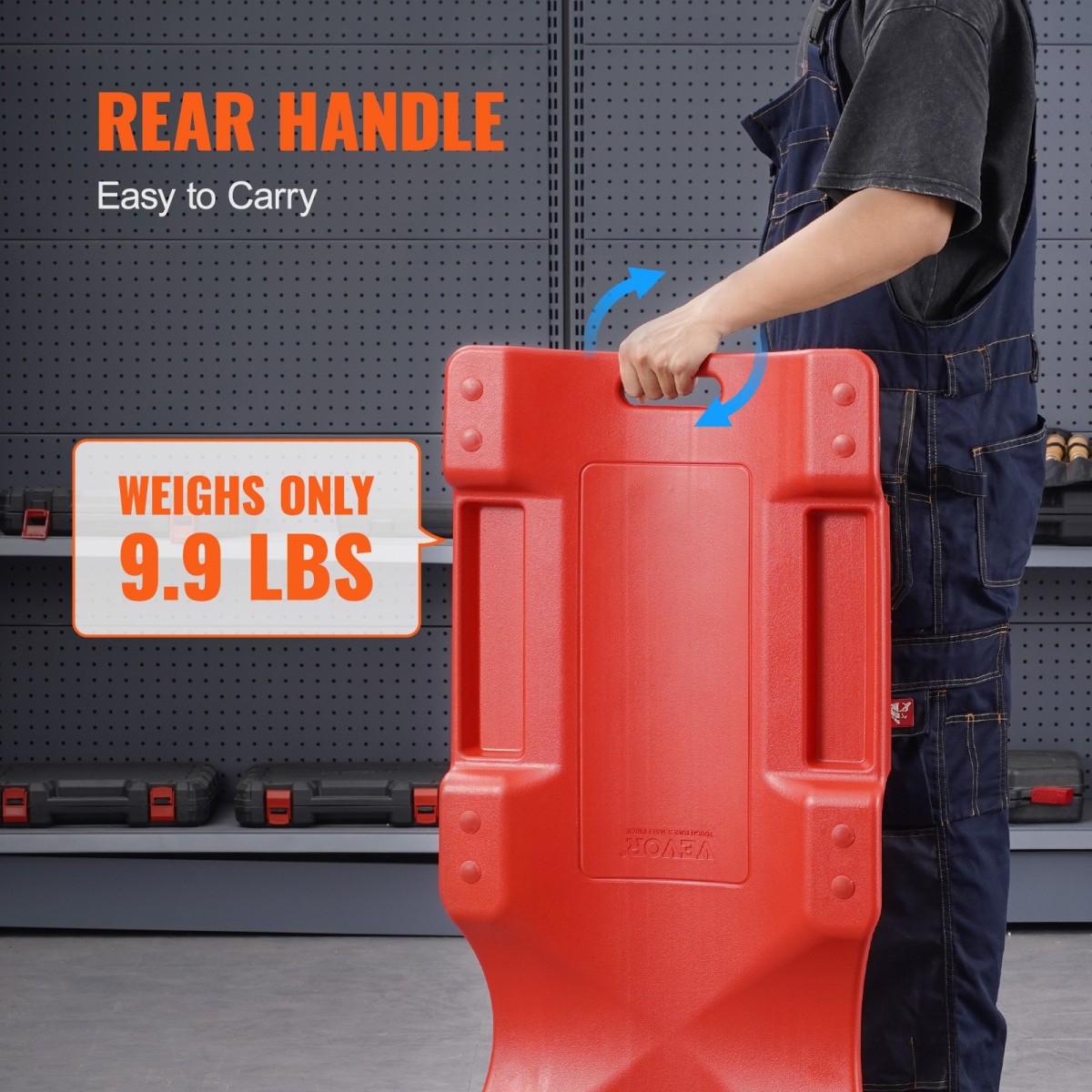 VEVOR Mechanic Plastic Creeper, 1016 mm, χωρητικότητας 158,8 kg Automotive Rolling Garage Creeper με χυτευμένο εργονομικό σώμα HDPE με επένδυση και διπλούς δίσκους εργαλείων 6 τροχούς, για επισκευή αυτοκινήτων Garage Shop