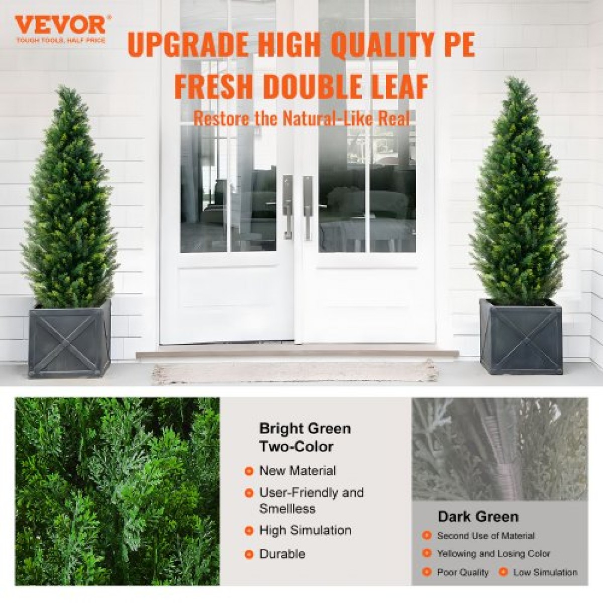 VEVOR 2 Pack 121,9 cm Artificial Cedar Topiary Tree Faux Plant UV Decor In/Outdoor