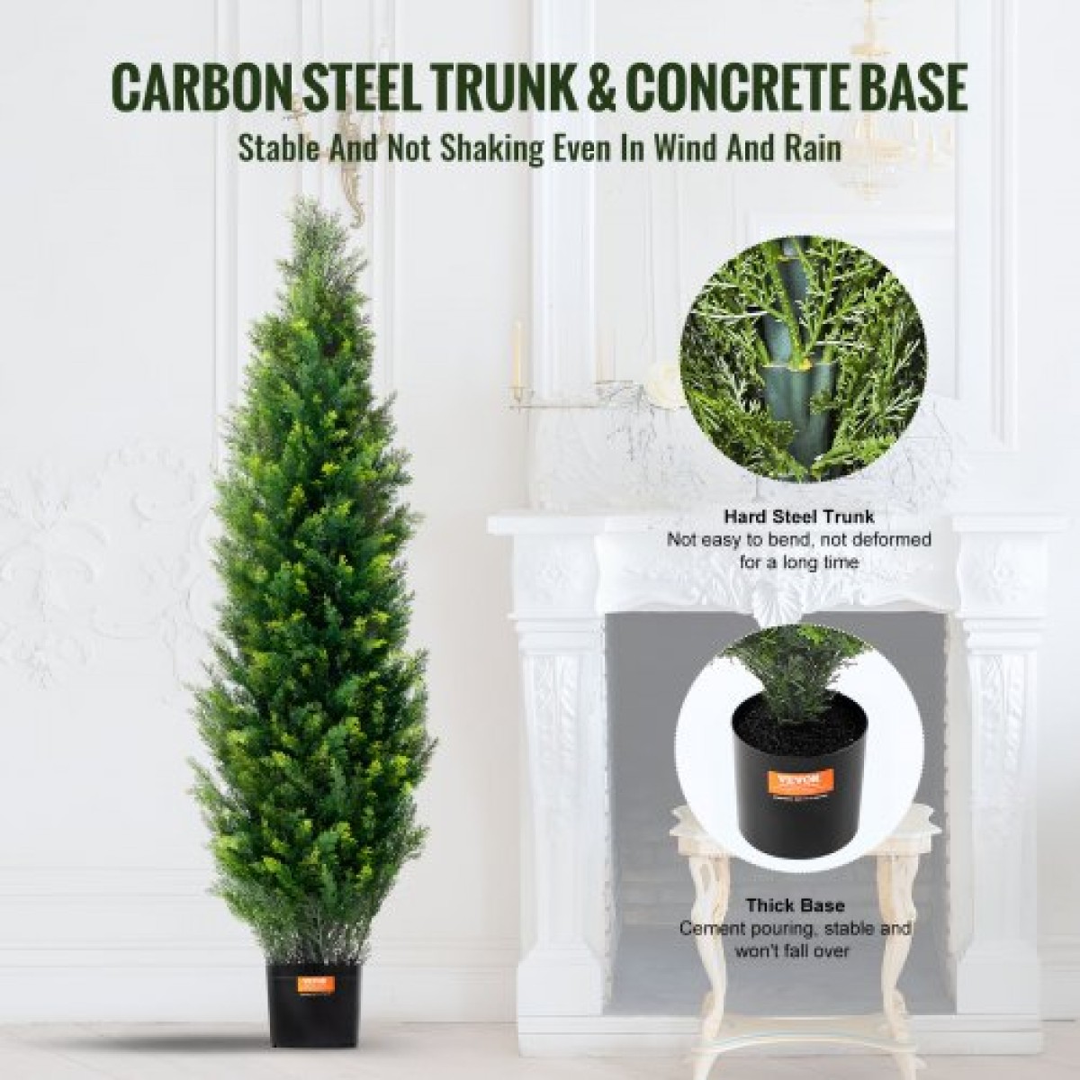 VEVOR 2 Pack 121,9 cm Artificial Cedar Topiary Tree Faux Plant UV Decor In/Outdoor