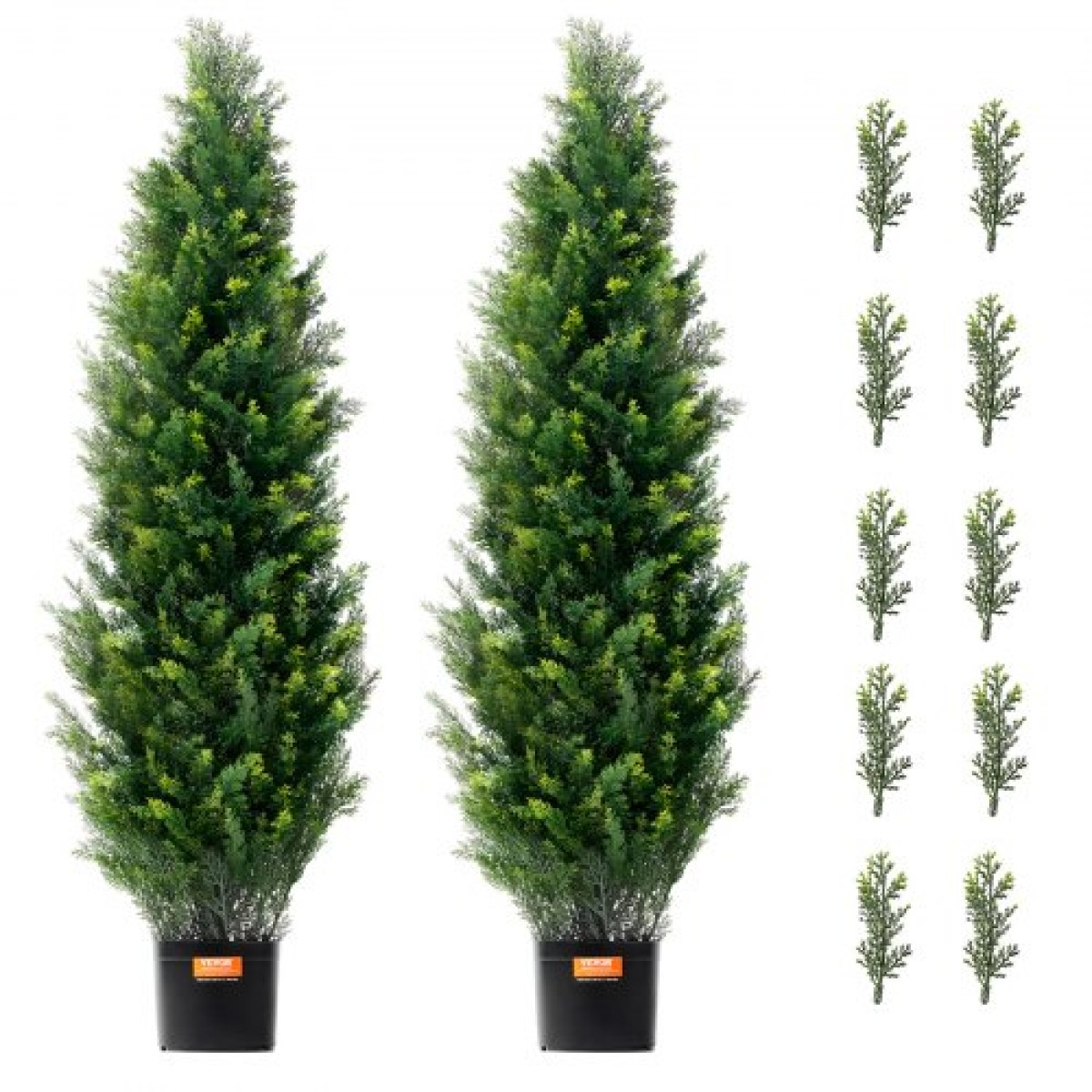 VEVOR 2 Pack 121,9 cm Artificial Cedar Topiary Tree Faux Plant UV Decor In/Outdoor