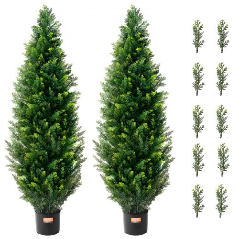 VEVOR 2 Pack 121,9 cm Artificial Cedar Topiary Tree Faux Plant UV Decor In/Outdoor