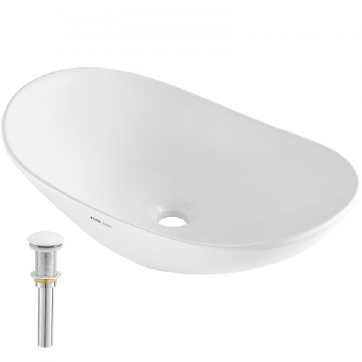 VEVOR Οβάλ Νεροχύτης Σκάφους, 23,3" x 14,2" Πάγκος Μπολ Νεροχύτης Μπάνιου, Λευκοί Κεραμικοί Νεροχύτες Μπάνιου πάνω από τον πάγκο, Νεροχύτης Μπολ με Μοντέρνο Στιλ, Καλά Συσκευασμένος για Μπάνιο, Ξενοδοχείο, Τουαλέτα, RV