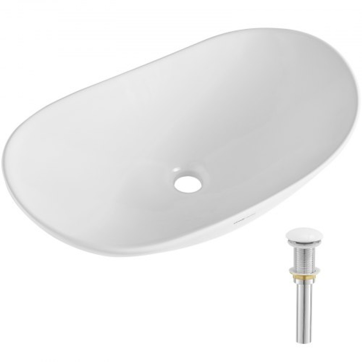 VEVOR Οβάλ Νεροχύτης Σκάφους, 23,3" x 14,2" Πάγκος Μπολ Νεροχύτης Μπάνιου, Λευκοί Κεραμικοί Νεροχύτες Μπάνιου πάνω από τον πάγκο, Νεροχύτης Μπολ με Μοντέρνο Στιλ, Καλά Συσκευασμένος για Μπάνιο, Ξενοδοχείο, Τουαλέτα, RV