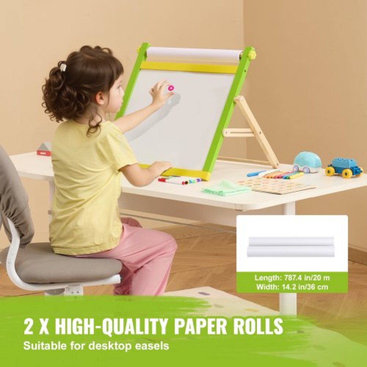 Σετ αξεσουάρ VEVOR Easel, 32 ΤΕΜ. Kid's Art Easel Painting Kit που περιλαμβάνει κιμωλίες, μαρκαδόρους στεγνώματος & ρολά χαρτιού, σετ προμηθειών για επιτραπέζιο καβαλέτο τέχνης, αξεσουάρ ζωγραφικής για νήπια αγόρια και κορίτσια