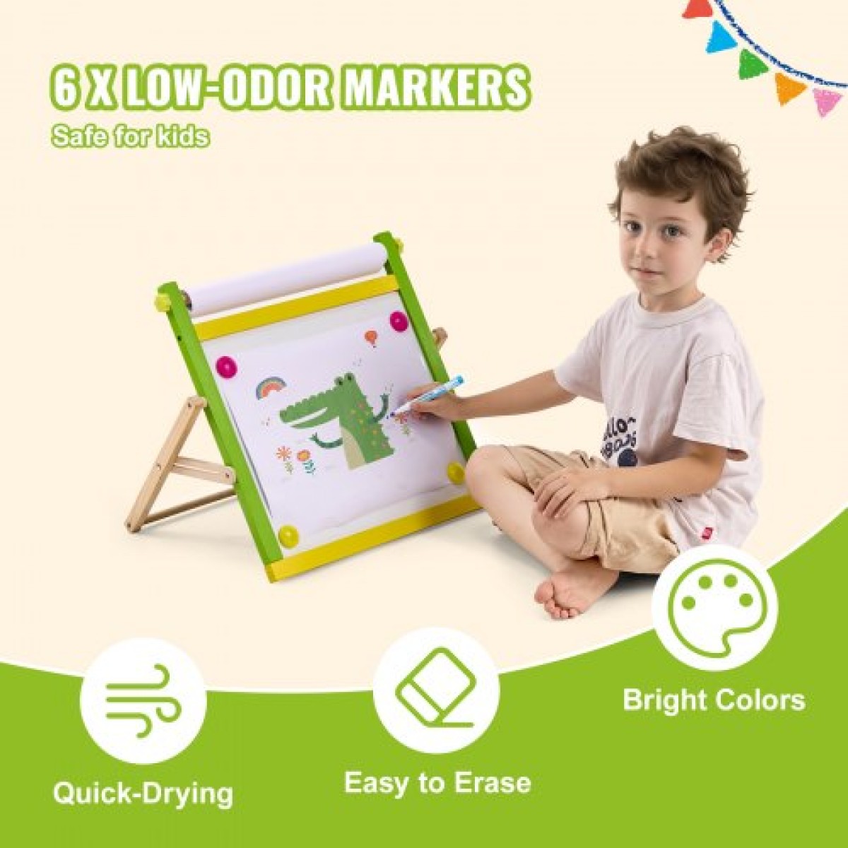 Σετ αξεσουάρ VEVOR Easel, 32 ΤΕΜ. Kid's Art Easel Painting Kit που περιλαμβάνει κιμωλίες, μαρκαδόρους στεγνώματος & ρολά χαρτιού, σετ προμηθειών για επιτραπέζιο καβαλέτο τέχνης, αξεσουάρ ζωγραφικής για νήπια αγόρια και κορίτσια