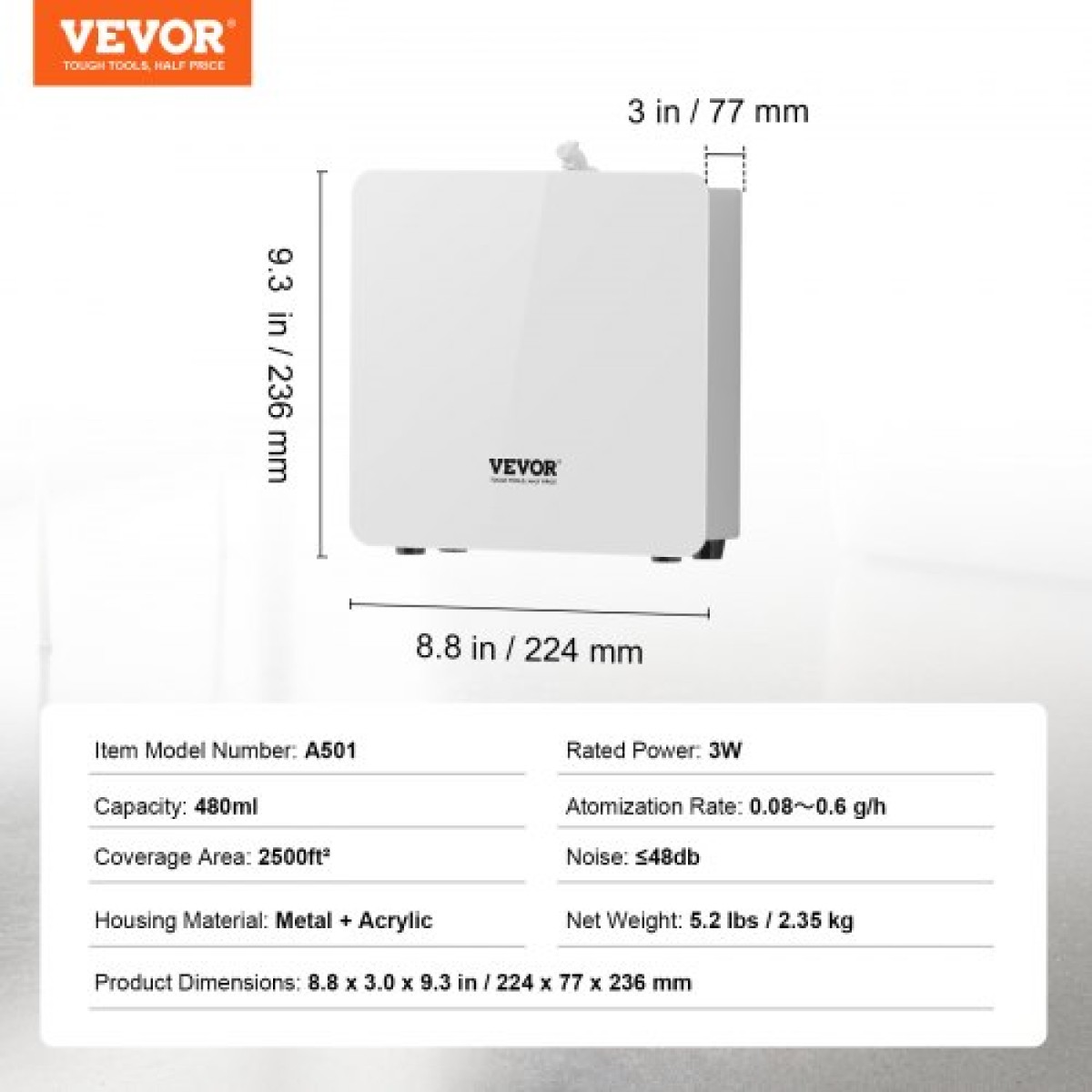 VEVOR Scent Air Machine for Home 480ML Cold Air Diffuser 2500sq.ft Χωρίς νερό