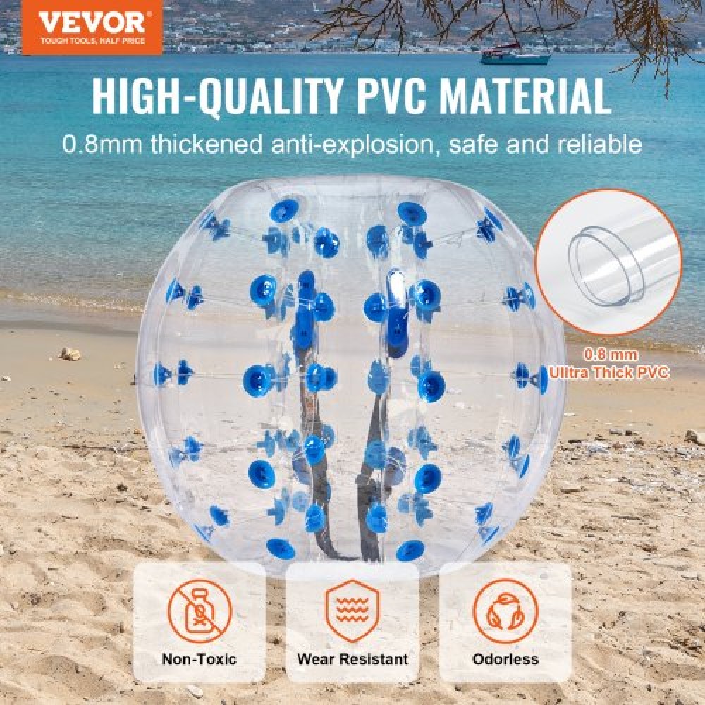 Φουσκωτή μπάλα προφυλακτήρα VEVOR 1-pack, 4FT/1,2M Body Sumo Zorb Balls για εφήβους και ενήλικες, πάχους 0,8mm PVC Human Hamster Bubble Balls για ομαδικό παιχνίδι σε εξωτερικό χώρο, παιχνίδια προφυλακτήρα Bopper για κήπο, αυλή, πάρκο