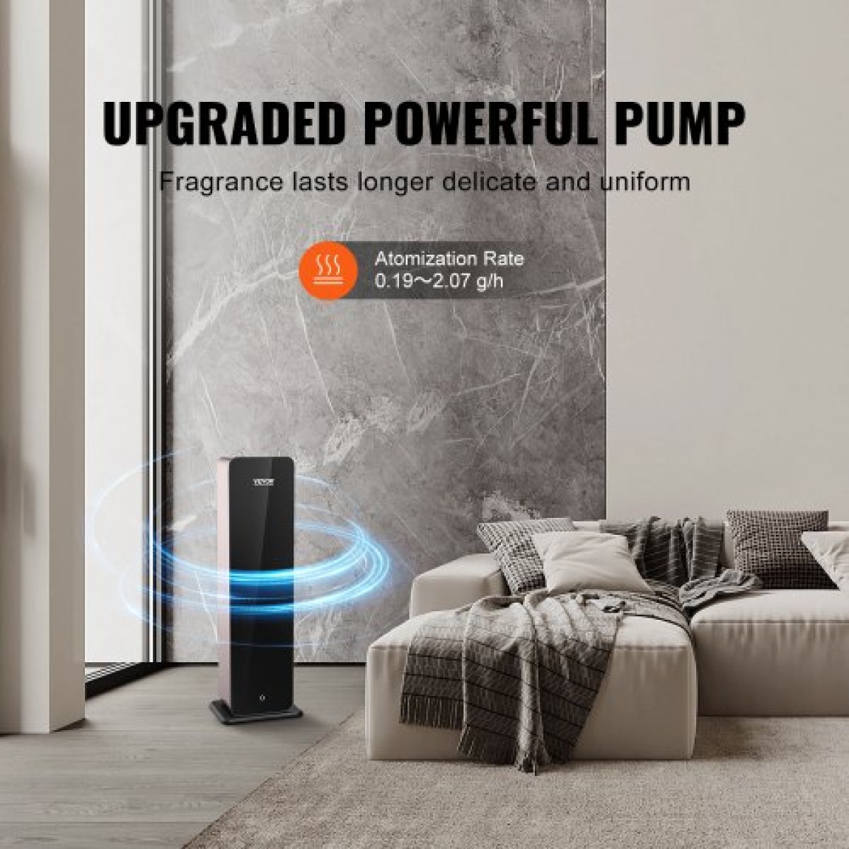 VEVOR Scent Air Machine for Home, 950ml Bluetooth Smart Diffuser Cold Air Diffuser, 3000sq.ft Waterless Essential Oil Scent Air Diffuser, Επιδαπέδιο Μηχάνημα Αρωματοθεραπείας για Μεγάλο Δωμάτιο, Γραφείο, Ξενοδοχείο