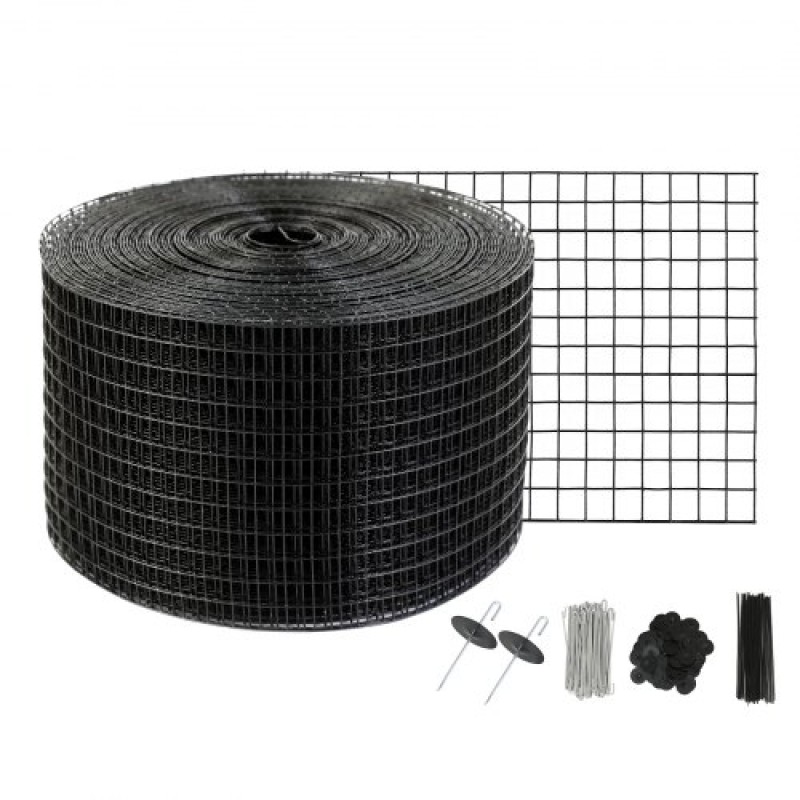 VEVOR 20 x 3048 cm Solar Panel Bird Guard, Critter Guard Roll Kit με 100 τμχ. Συνδετήρες από κράμα αλουμινίου, προστατευτικό ηλιακού πάνελ με επίστρωση PVC ανθεκτική στη σκουριά, συρμάτινο πλέγμα 12,7 mm