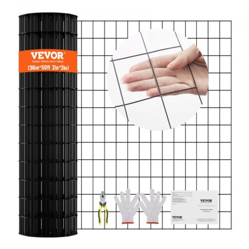 Ύφασμα VEVOR Hardware, 910 x 15240 mm Ρολό από γαλβανισμένο συρμάτινο πλέγμα, 16 Gauge ρολό συρμάτινο φράχτη κοτόπουλου, μεταλλικό συρμάτινο πλέγμα επικάλυψης βινυλίου για φράγμα κοτέτσι, φράχτες φιδιών κουνελιών, περιβλήματα πουλερικών