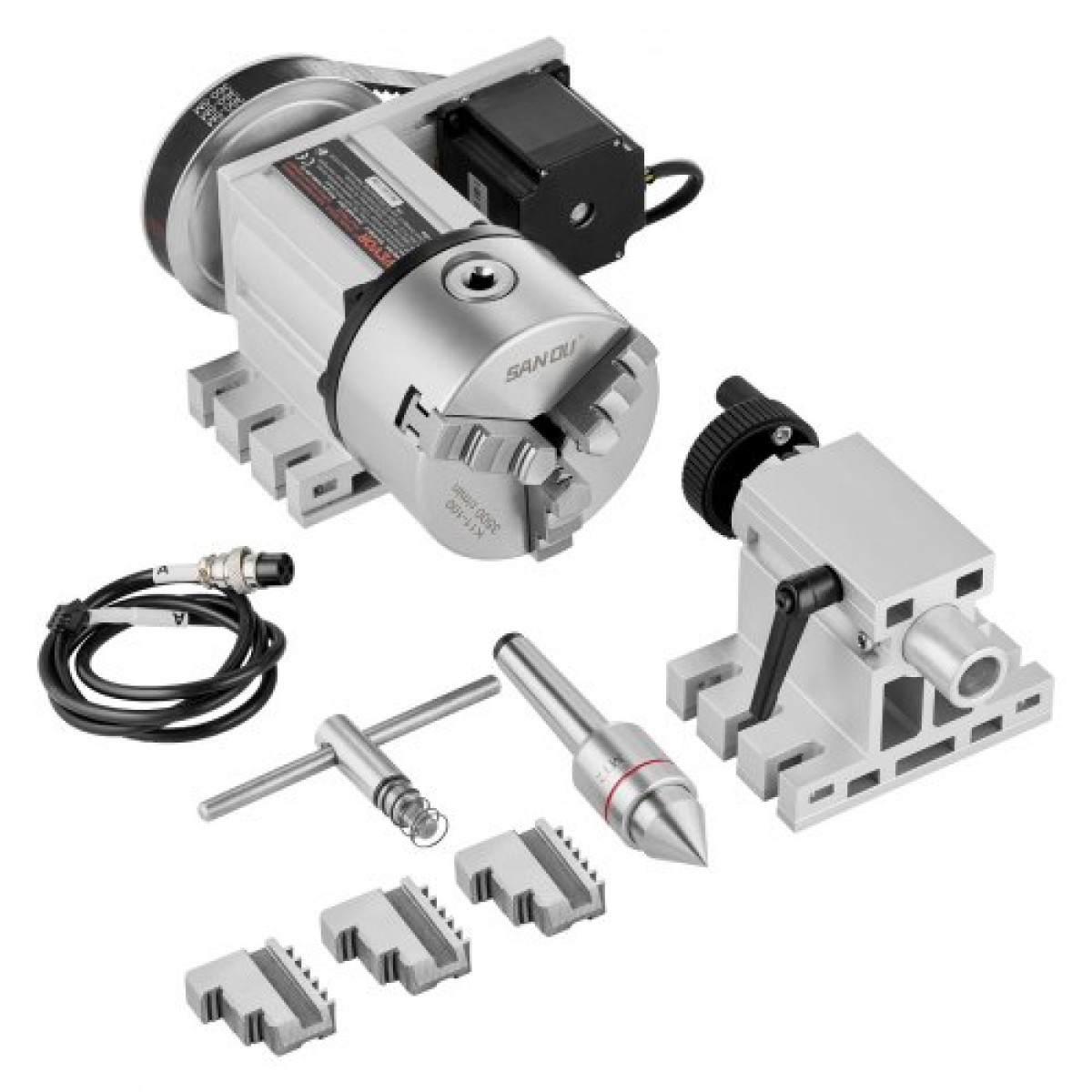 VEVOR Dividing Head, K11-100mm 3-Jaw Chuck, CNC Router Milling Machine Περιστροφικός άξονας 4th Axis Axis Indexing Head, 66 mm(2,6")/65 mm Κεντρικό ύψος MT2 Tailstock 6:1 Gear Ratio, Universal for Eng