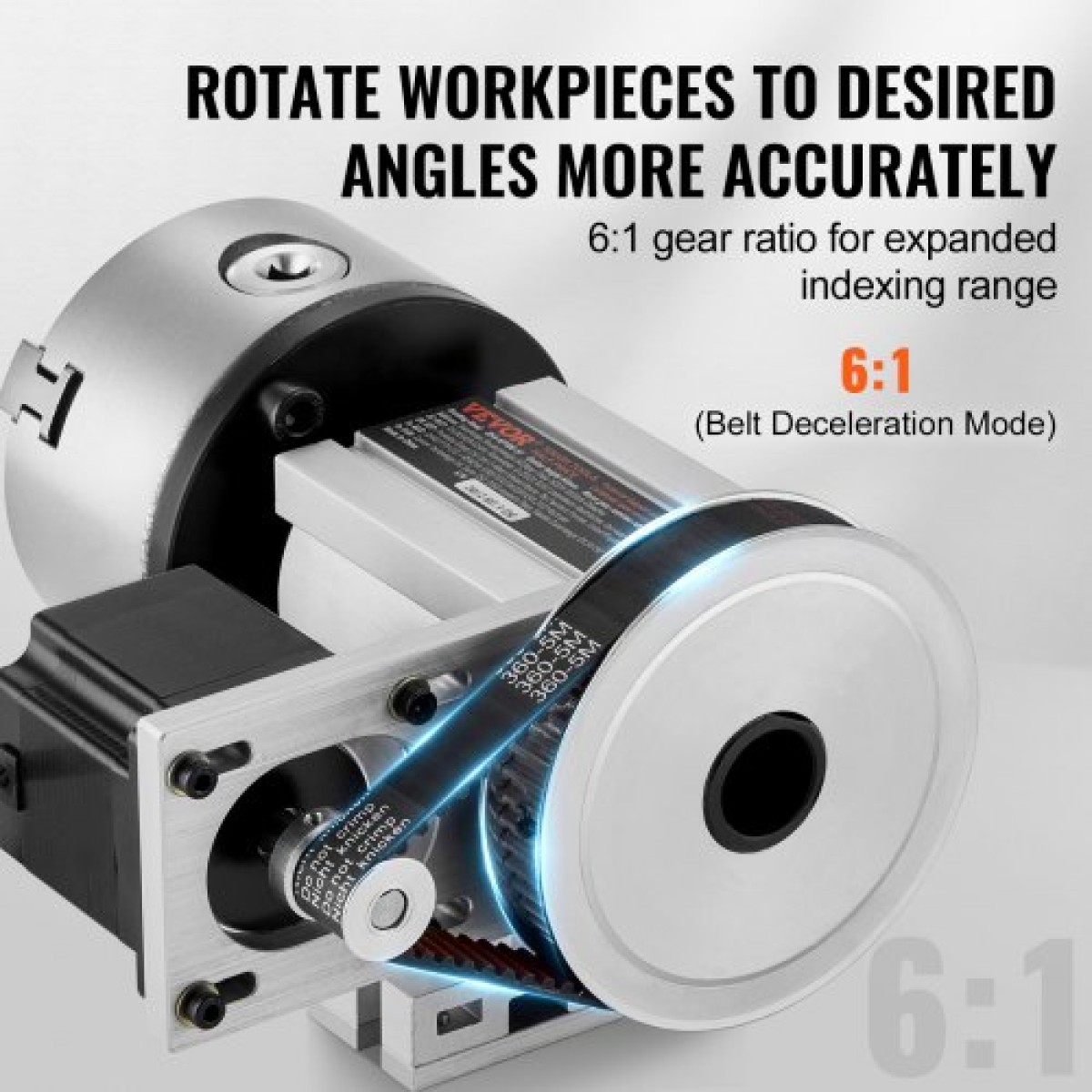 VEVOR Dividing Head, K11-100mm 3-Jaw Chuck, CNC Router Milling Machine Περιστροφικός άξονας 4th Axis Axis Indexing Head, 66 mm(2,6")/65 mm Κεντρικό ύψος MT2 Tailstock 6:1 Gear Ratio, Universal for Eng