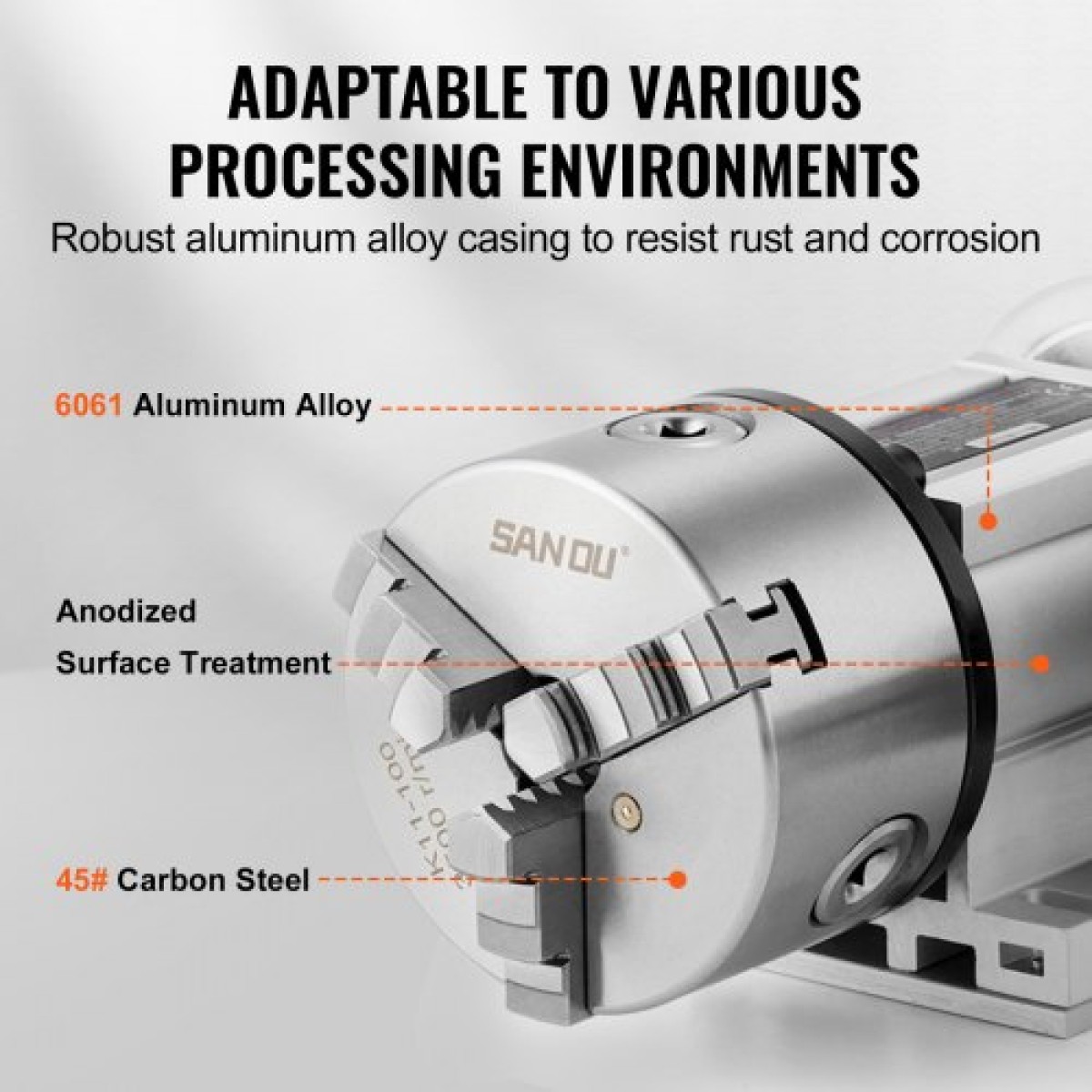 VEVOR Dividing Head, K11-100mm 3-Jaw Chuck, CNC Router Milling Machine Περιστροφικός άξονας 4th Axis Axis Indexing Head, 66 mm(2,6")/65 mm Κεντρικό ύψος MT2 Tailstock 6:1 Gear Ratio, Universal for Eng