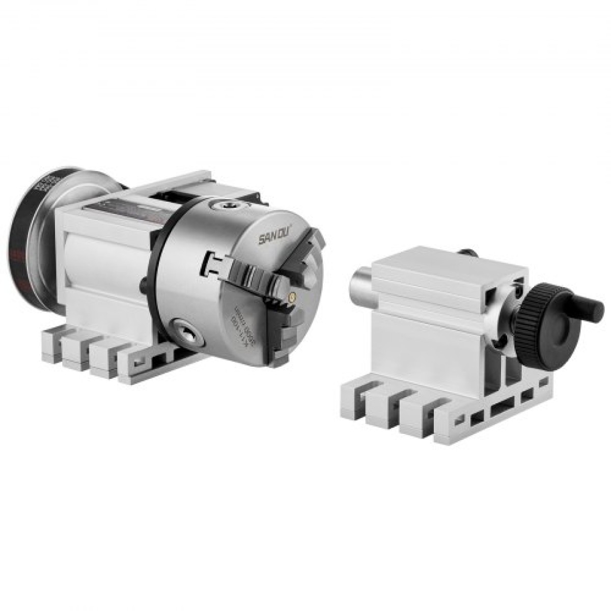 VEVOR Dividing Head, K11-100mm 3-Jaw Chuck, CNC Router Milling Machine Περιστροφικός άξονας 4th Axis Axis Indexing Head, 66 mm(2,6")/65 mm Κεντρικό ύψος MT2 Tailstock 6:1 Gear Ratio, Universal for Eng