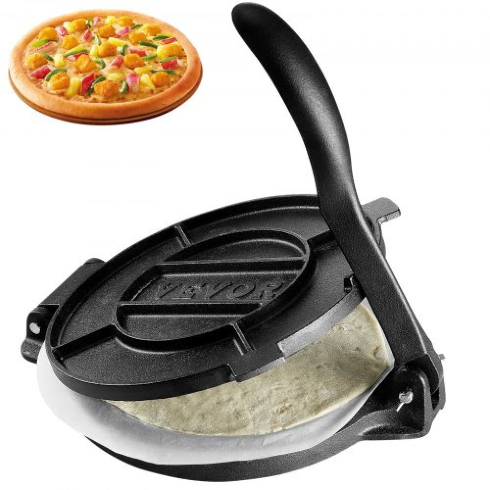 Πρέσα τορτίγιας VEVOR, Πρέσα τορτίγιας και Roti 10 ιντσών, Πρέσα Tortilladora Heavy Duty από χυτοσίδηρο, Pre-seasoned Pataconera Maker με 100 τμχ χαρτί περγαμηνής, Ζυμοποιός για τορτίγια αλευριού, Tawa, ασήμι
