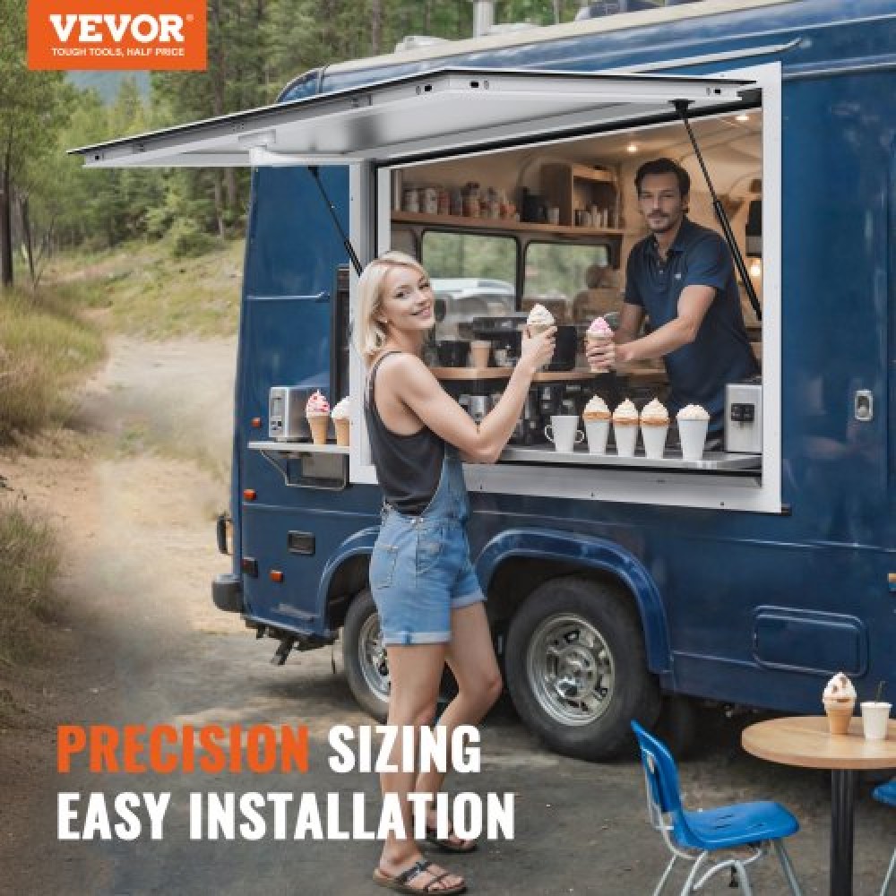VEVOR Concession Window 36"x36", Παράθυρο σέρβις Food Truck από κράμα αλουμινίου με τέντα πόρτα & σύρσιμο άγκιστρο, παράθυρο σερβιρίσματος βάσης έως 85 μοιρών για τρέιλερ παραχώρησης φορτηγών τροφίμων, γυαλί Δεν περιλαμβάνεται