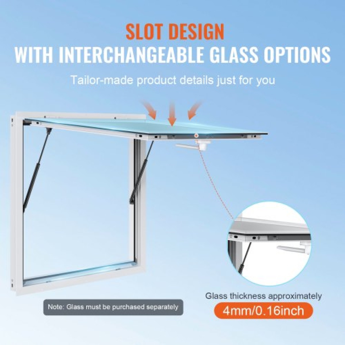 VEVOR Concession Window 36"x36", Παράθυρο σέρβις Food Truck από κράμα αλουμινίου με τέντα πόρτα & σύρσιμο άγκιστρο, παράθυρο σερβιρίσματος βάσης έως 85 μοιρών για τρέιλερ παραχώρησης φορτηγών τροφίμων, γυαλί Δεν περιλαμβάνεται