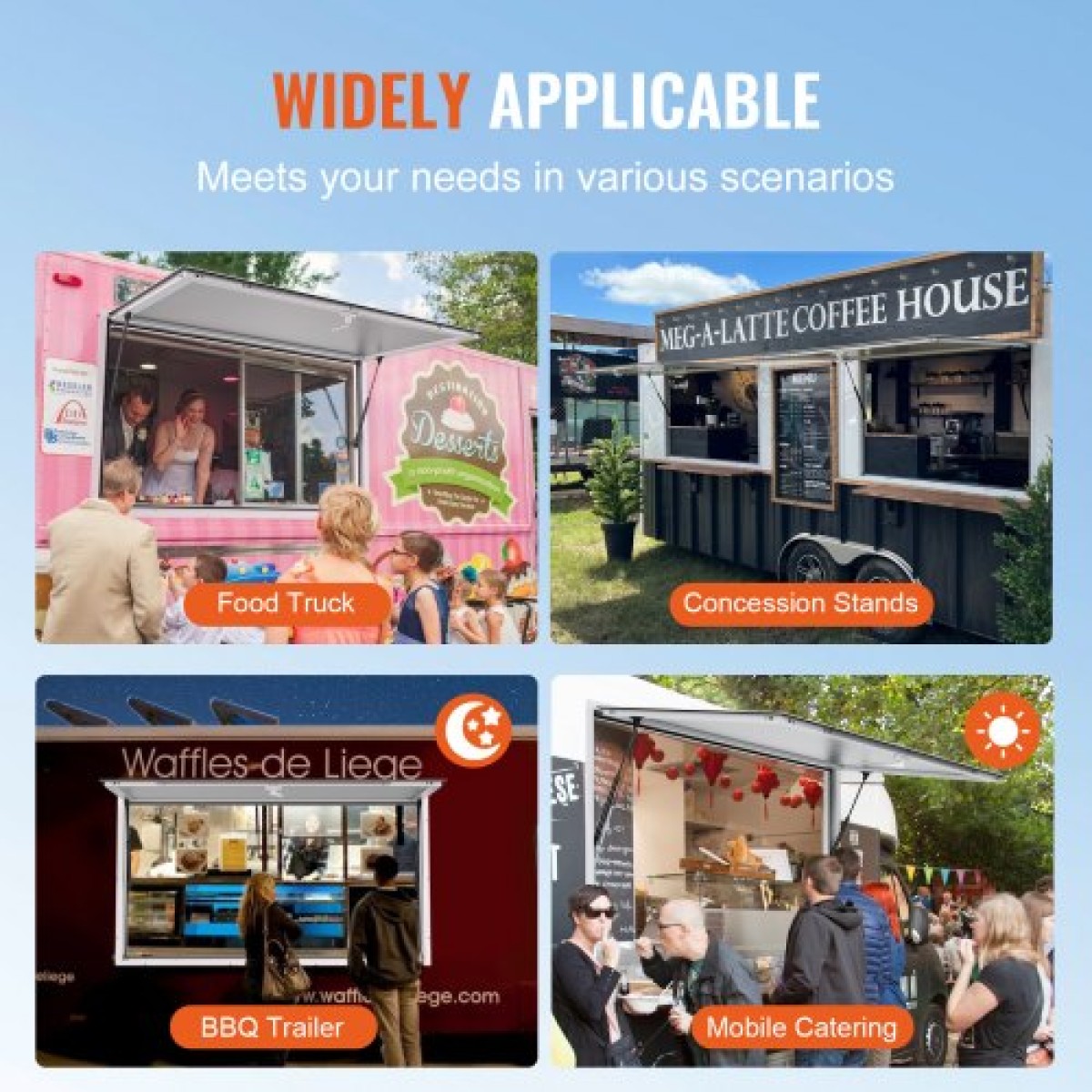 VEVOR Concession Window 36"x36", Παράθυρο σέρβις Food Truck από κράμα αλουμινίου με τέντα πόρτα & σύρσιμο άγκιστρο, παράθυρο σερβιρίσματος βάσης έως 85 μοιρών για τρέιλερ παραχώρησης φορτηγών τροφίμων, γυαλί Δεν περιλαμβάνεται