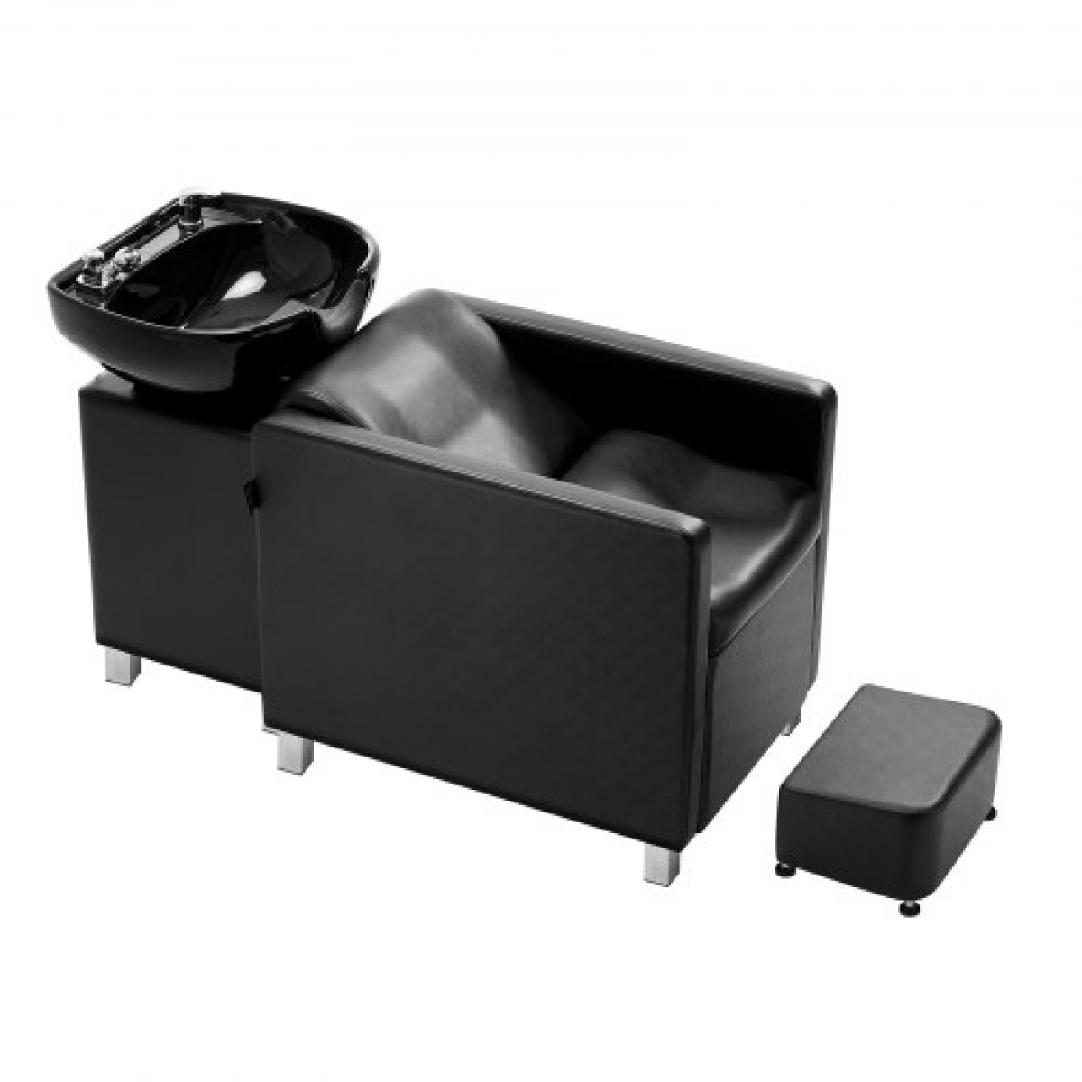 VEVOR Shampoo Backwash Chair, 661.4 LBS Loading Salon & Spa Hair Washing Station, Backwash Barber Shampoo Bowl and Chair, Beauty Spa Massage Εξοπλισμός κομμωτικής με κεραμικό μπολ και φαρδύ υποπόδιο