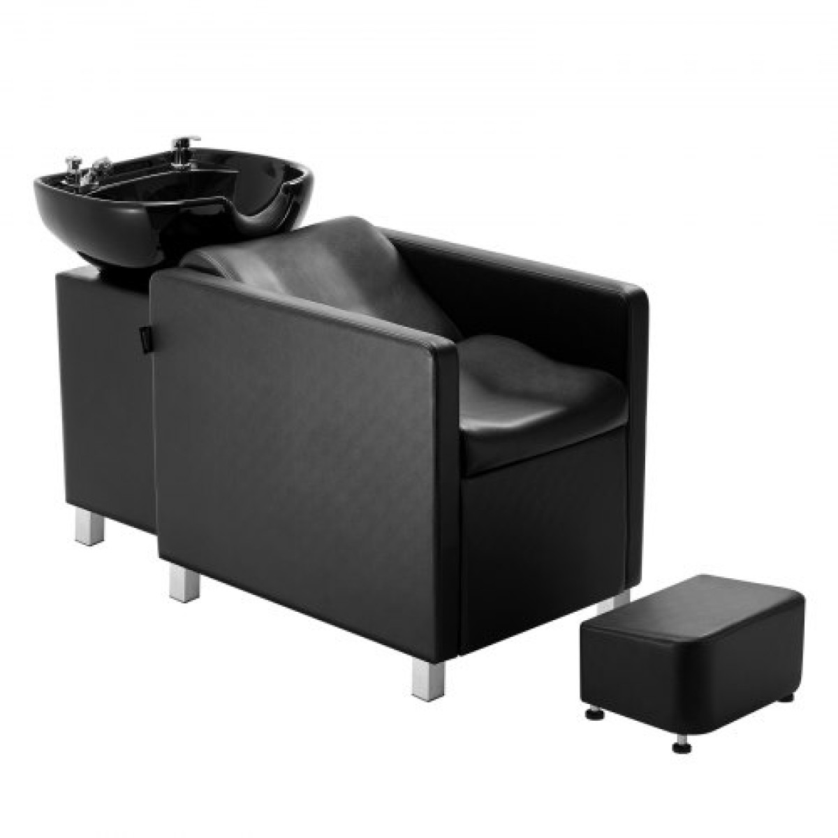 VEVOR Shampoo Backwash Chair, 661.4 LBS Loading Salon & Spa Hair Washing Station, Backwash Barber Shampoo Bowl and Chair, Beauty Spa Massage Εξοπλισμός κομμωτικής με κεραμικό μπολ και φαρδύ υποπόδιο