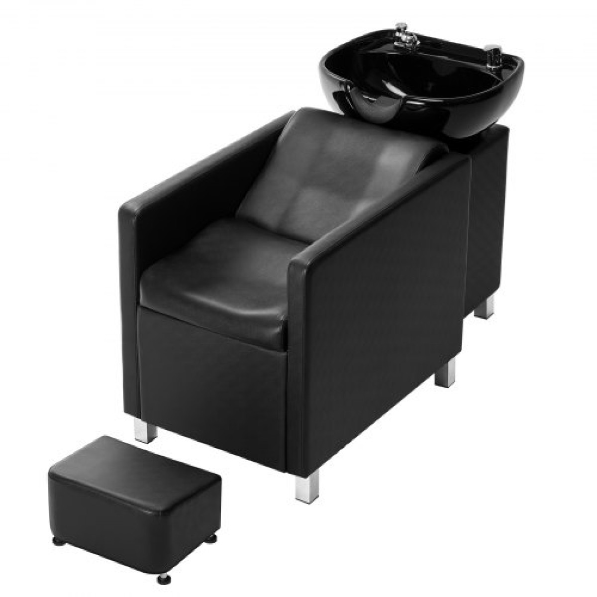 VEVOR Shampoo Backwash Chair, 661.4 LBS Loading Salon & Spa Hair Washing Station, Backwash Barber Shampoo Bowl and Chair, Beauty Spa Massage Εξοπλισμός κομμωτικής με κεραμικό μπολ και φαρδύ υποπόδιο