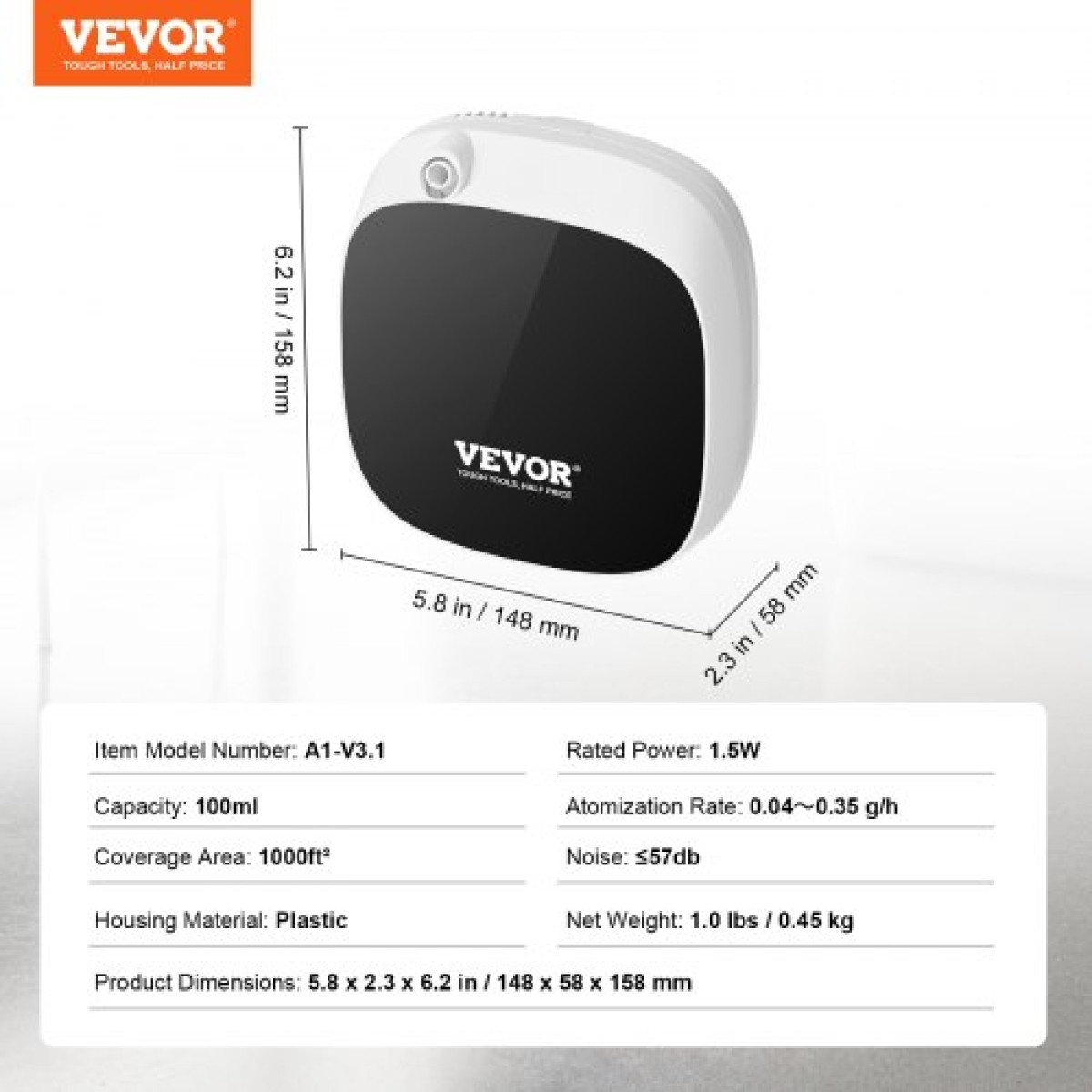 VEVOR Scent Air Machine for Home 100ML Cold Air Diffuser 1000sq.ft Waterless