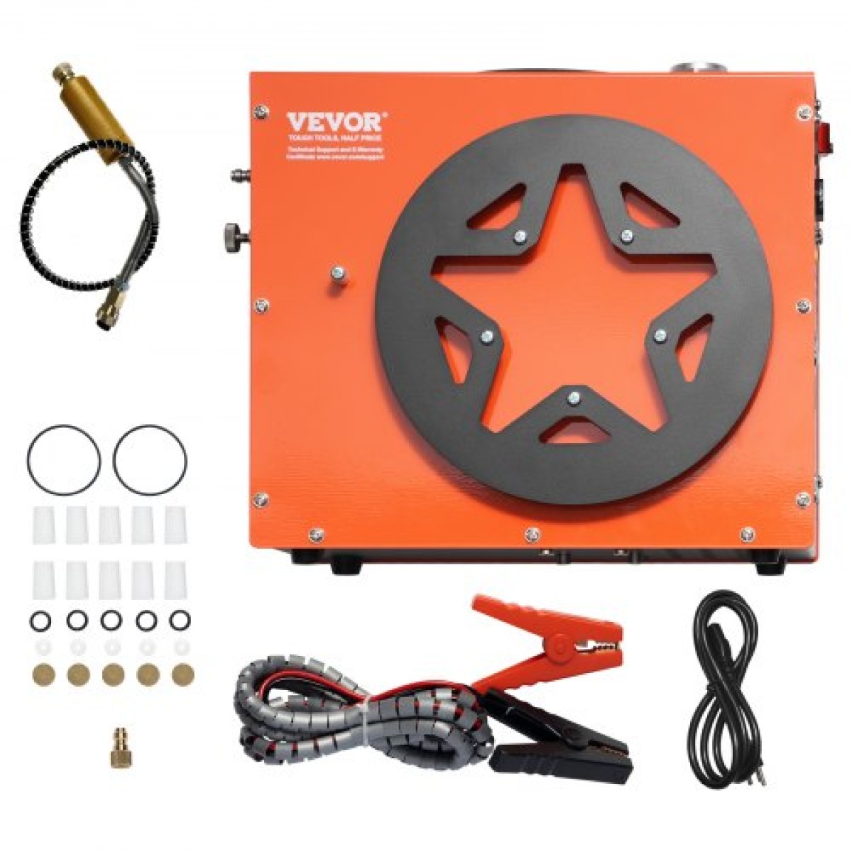 VEVOR PCP Air Compressor, 4500PSI/30Mpa Portable PCP Airgun Compressor - Ενσωματωμένο σύστημα ψύξης νερού και ανεμιστήρα, Auto-Stop |Συμπιεστής δεξαμενής Paintball DC12V/AC230V για αεροβόλο τουφέκι, μπουκάλι κατάδυσης