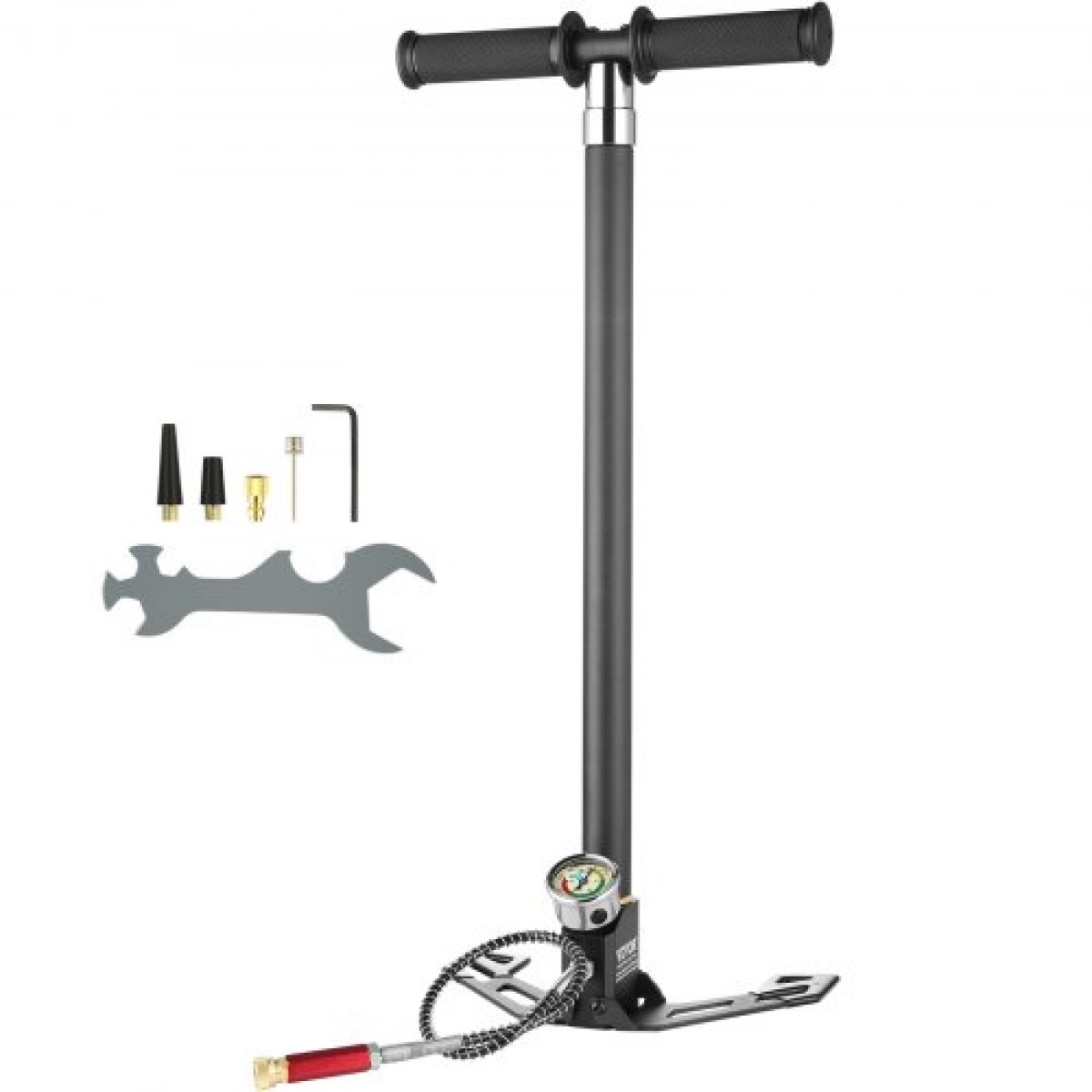 Αντλία χειρός VEVOR PCP, 4 σταδίων, 30Mpa 4500PSI Υψηλής πίεσης PCP Air Rifle Filling Stirrup Pump με μετρητή πίεσης φίλτρου υγρασίας, ανοξείδωτος χάλυβας για αεροβόλα Ελαστικό Scuba Tank Paintball Filling