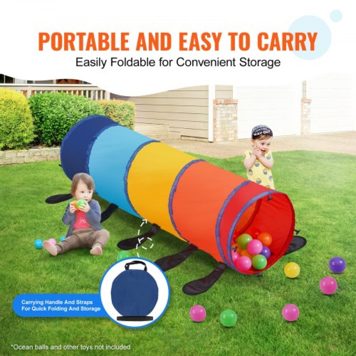 VEVOR Kids Play Tunnel Tent για νήπια, Πολύχρωμο Pop Up Caterpillar Crawl Tunnel Toy για μωρό ή κατοικίδιο, Πτυσσόμενο δώρο για αγόρι και κορίτσι Παίξτε Tunnel παιχνίδι εσωτερικού και εξωτερικού χώρου, Πολύχρωμο