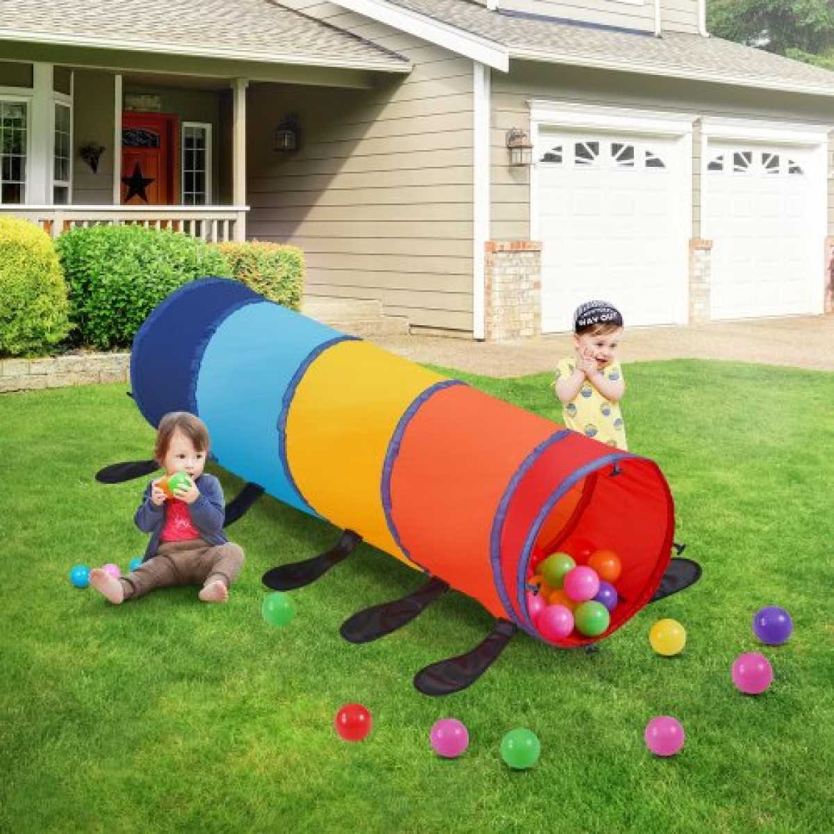 VEVOR Kids Play Tunnel Tent για νήπια, Πολύχρωμο Pop Up Caterpillar Crawl Tunnel Toy για μωρό ή κατοικίδιο, Πτυσσόμενο δώρο για αγόρι και κορίτσι Παίξτε Tunnel παιχνίδι εσωτερικού και εξωτερικού χώρου, Πολύχρωμο