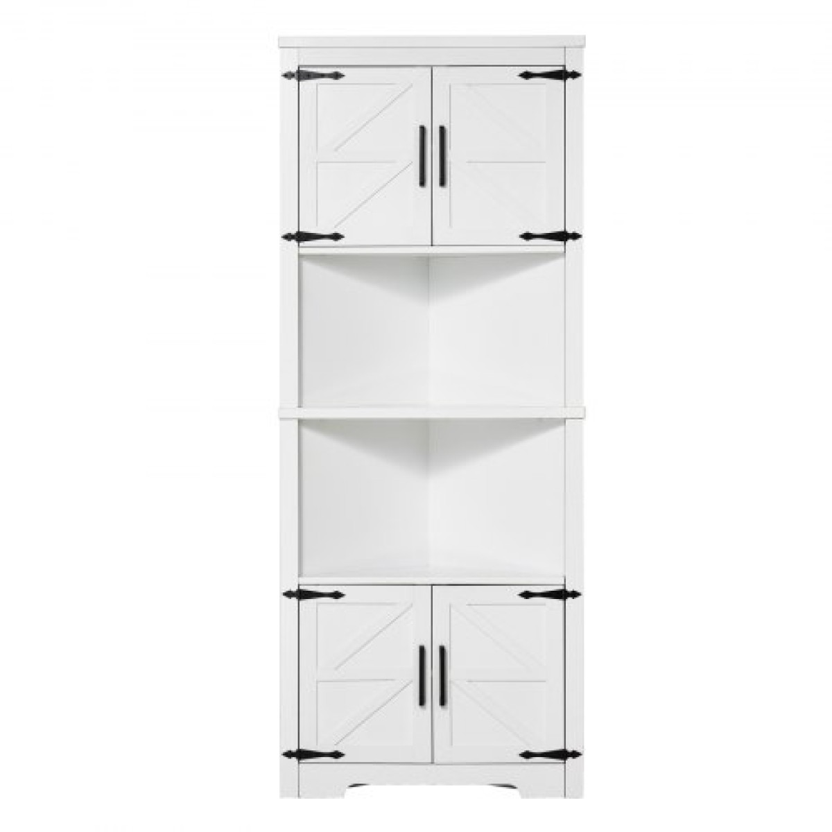 VEVOR 68" Ψηλός Γωνιακός Αποθηκευτικός Ντουλάπα, 6 Επιπέδων Αποθηκευτικός Ντουλάπα Φάρμας με 4 Ξύλινες Πόρτες & Ρυθμιζόμενα Ράφια, Ανεξάρτητο Γωνιακό Ντουλάπι Κουζίνας για Σαλόνι, Κουζίνα, Πλυσταριό, Λευκό