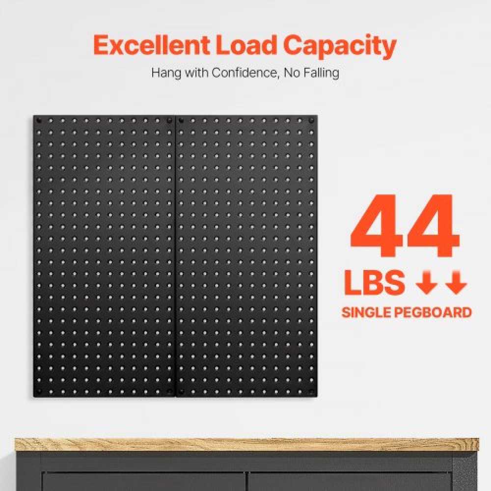 Πάνελ VEVOR Metal Pegboard, 24" x 12" Pegboard, 2 Panels, Ατσάλινο μανταλάκι βαρέως τύπου Οργανωτής τοίχου, για Σαλόνι Γκαράζ Αποθήκευση εργαλείων Πάγκος εργασίας Οργάνωση γραφείου Craft Room Κουζίνα Σπίτι, Μαύρο