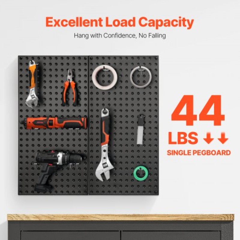 Πάνελ VEVOR Metal Pegboard, 24" x 12" Pegboard, 2 πάνελ, βαρέως τύπου Peg Board Organizer τοίχου με αξεσουάρ, για σαλόνι γκαράζ Αποθήκευση εργαλείων Οργάνωση γραφείου Craft Room Κουζίνα Σπίτι, Μαύρο