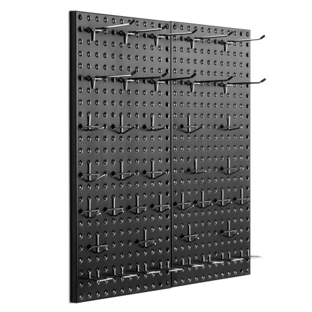 Πάνελ VEVOR Metal Pegboard, 24" x 12" Pegboard, 2 πάνελ, βαρέως τύπου Peg Board Organizer τοίχου με αξεσουάρ, για σαλόνι γκαράζ Αποθήκευση εργαλείων Οργάνωση γραφείου Craft Room Κουζίνα Σπίτι, Μαύρο