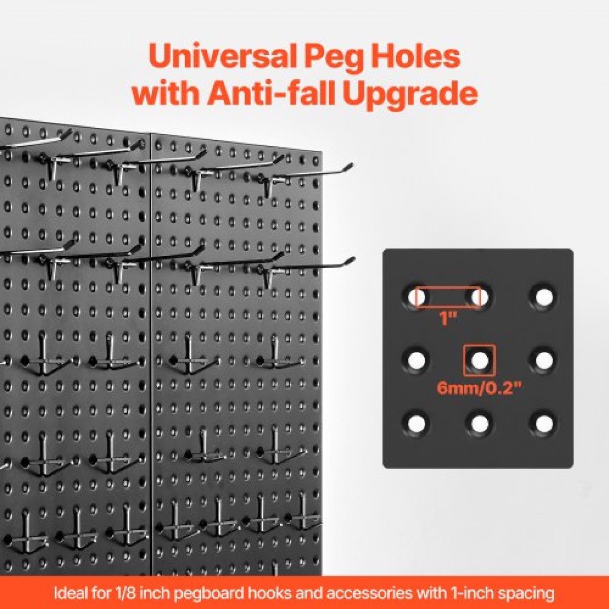 Πάνελ VEVOR Metal Pegboard, 24" x 12" Pegboard, 2 πάνελ, βαρέως τύπου Peg Board Organizer τοίχου με αξεσουάρ, για σαλόνι γκαράζ Αποθήκευση εργαλείων Οργάνωση γραφείου Craft Room Κουζίνα Σπίτι, Μαύρο