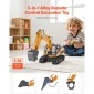 VEVOR Remote Control Excavator Toy, 15 Channel, 3 in 1 Remote Control Digger with Metal Shovel, 1:14 Scale RC Excavator with Light & Sound, Full Functional Construction Vehicles for Children, 2 Batteries