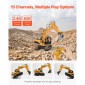 VEVOR Remote Control Excavator Toy, 15 Channel, 3 in 1 Remote Control Digger with Metal Shovel, 1:14 Scale RC Excavator with Light & Sound, Full Functional Construction Vehicles for Children, 2 Batteries