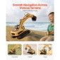 VEVOR Remote Control Excavator Toy, 15 Channel, 3 in 1 Remote Control Digger with Metal Shovel, 1:14 Scale RC Excavator with Light & Sound, Full Functional Construction Vehicles for Children, 2 Batteries