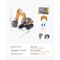 VEVOR Remote Control Excavator Toy, 15 Channel, 3 in 1 Remote Control Digger with Metal Shovel, 1:14 Scale RC Excavator with Light & Sound, Full Functional Construction Vehicles for Children, 2 Batteries