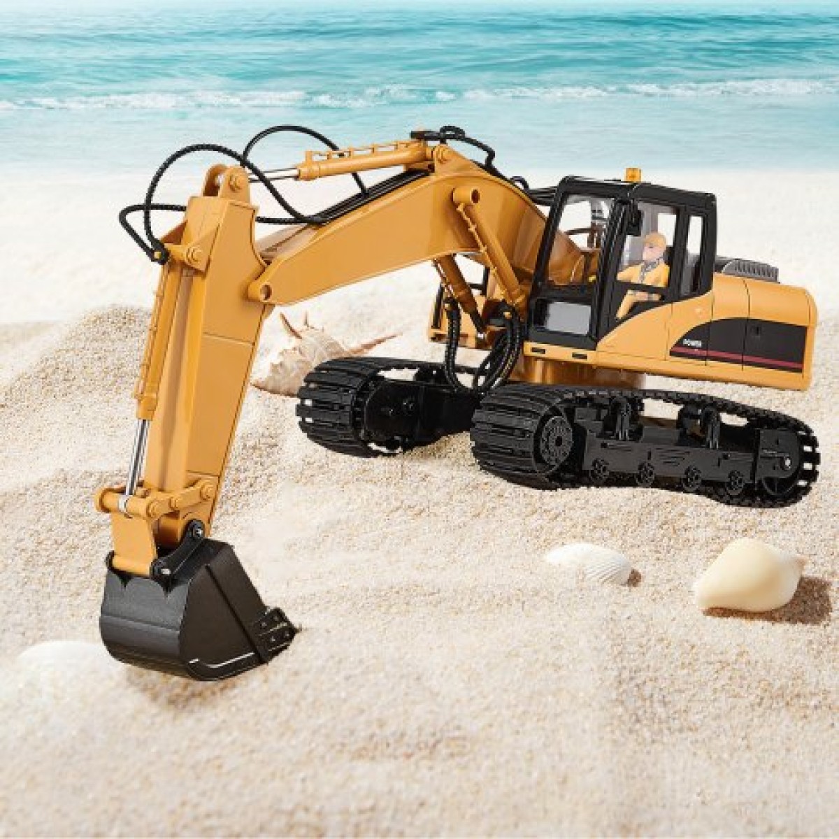 VEVOR Remote Control Excavator Toy, 15 Channel, 3 in 1 Remote Control Digger with Metal Shovel, 1:14 Scale RC Excavator with Light & Sound, Full Functional Construction Vehicles for Children, 2 Batteries